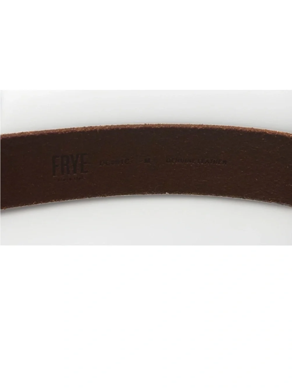 Frye Brown Leather Belt with Antique Brass Round Buckle Classic Country